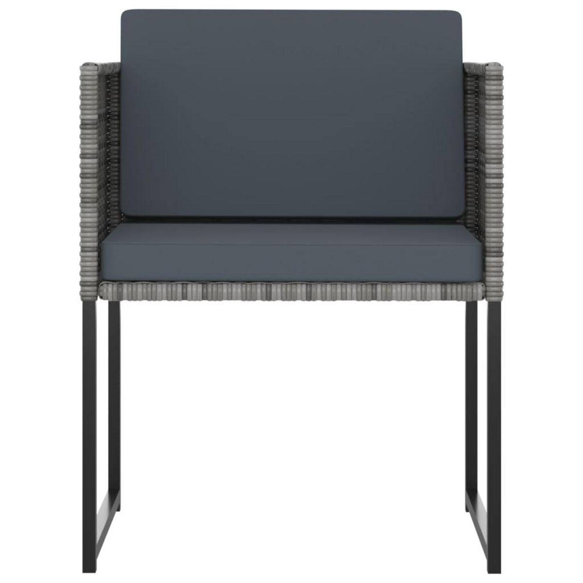 VIDAXL Ensemble a manger de jardin coussins 9pcs Resine tressee Gris