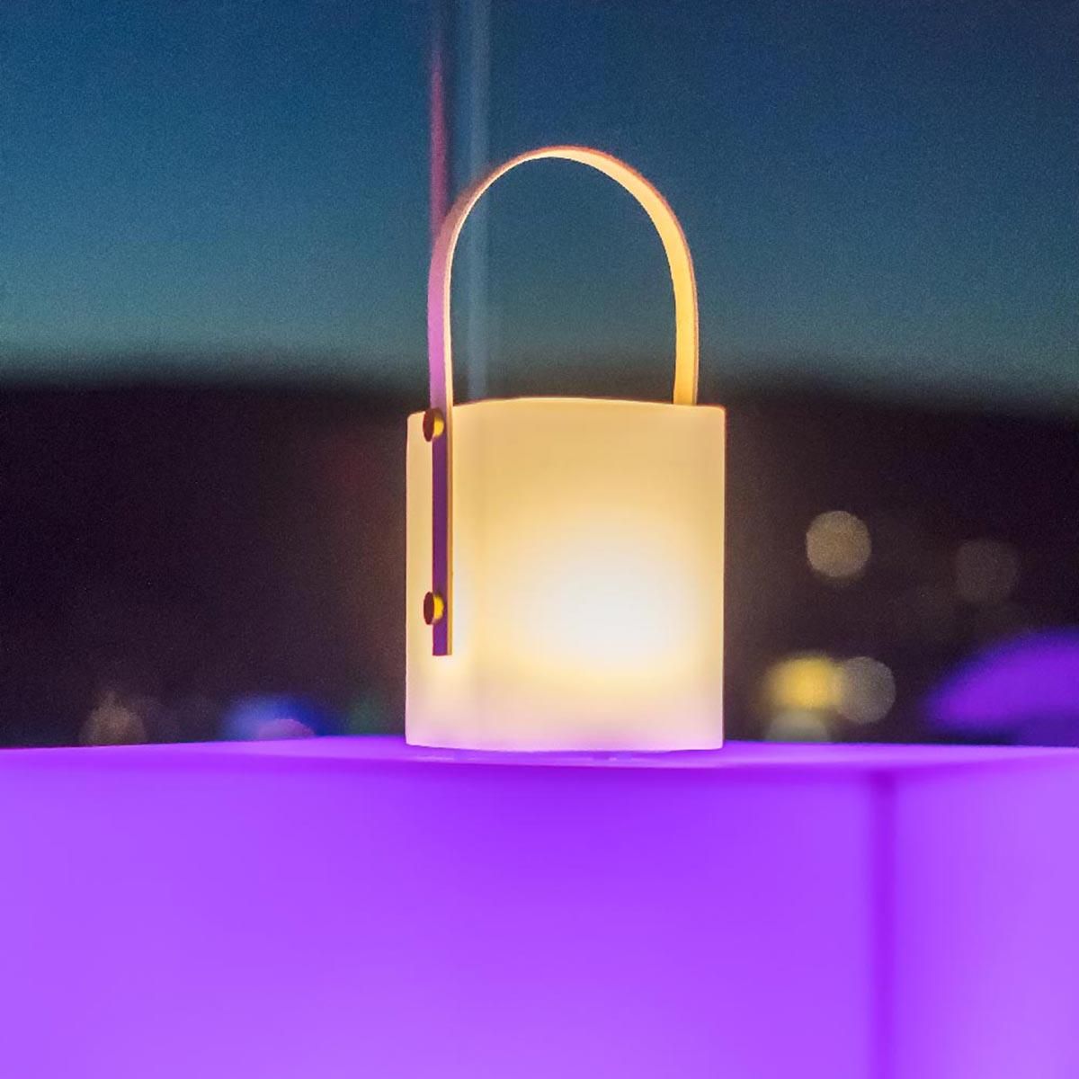 Lumisky Lanterne sans fil LED multicolore TIKY Bois Bambou H27CM