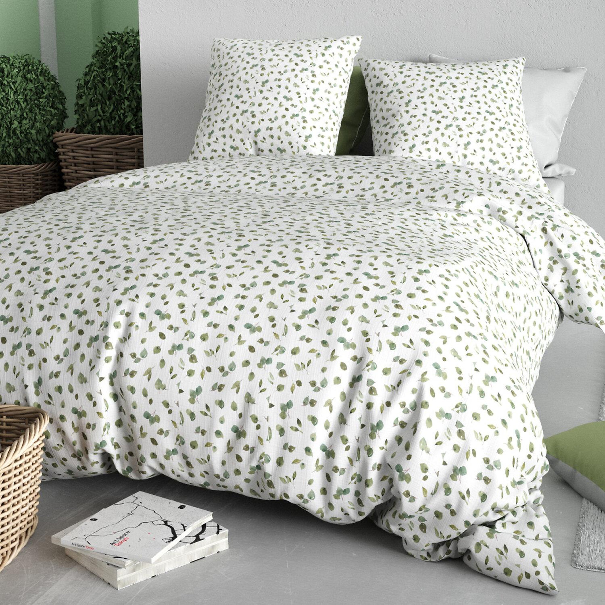 Voir la diapositive 2 : ATELIER DU COTON Parure housse de couette imprimée 100% coton 57fils merise