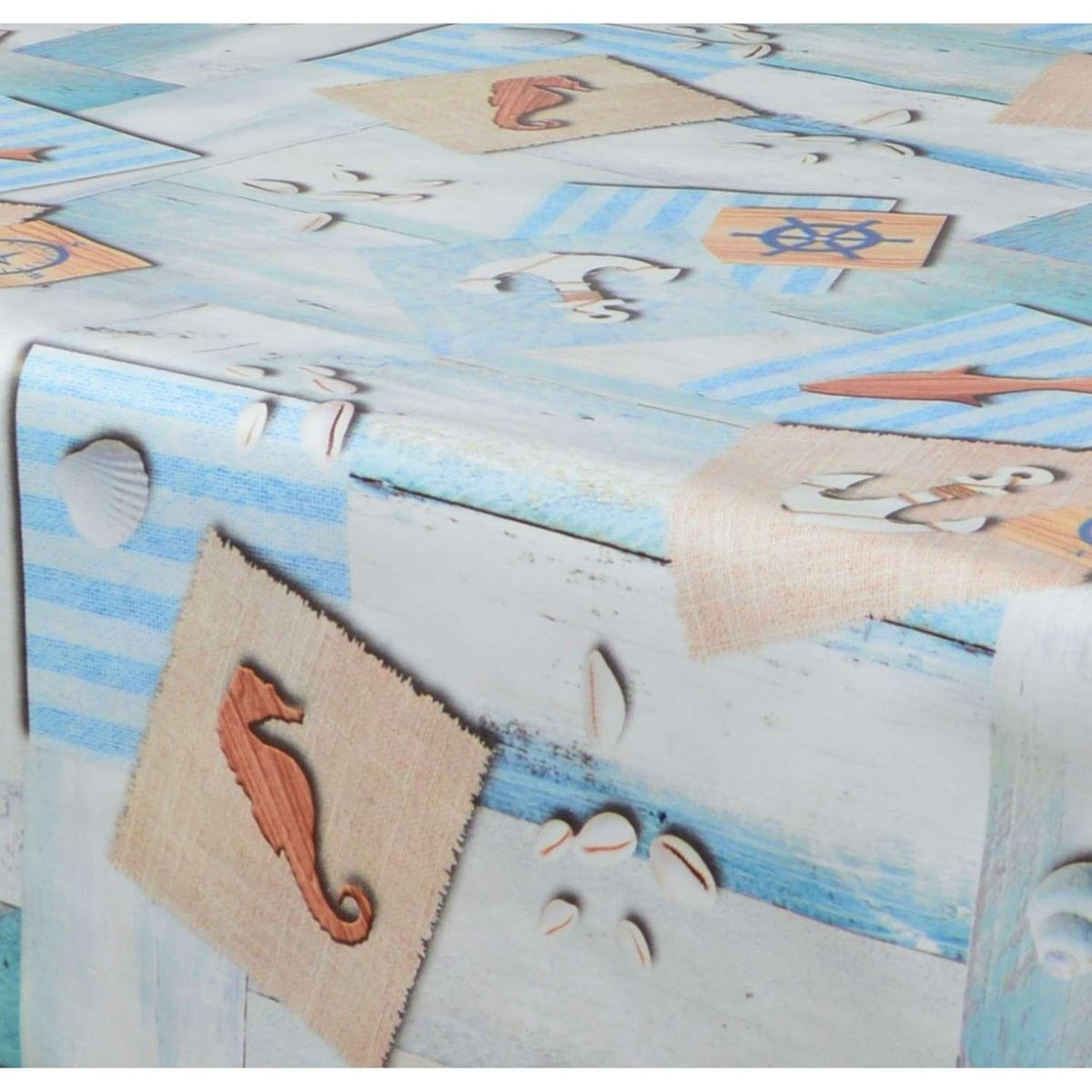 HABITABLE Nappe en toile cirée rectangulaire Hypo - 140 x 200 cm - Bleu