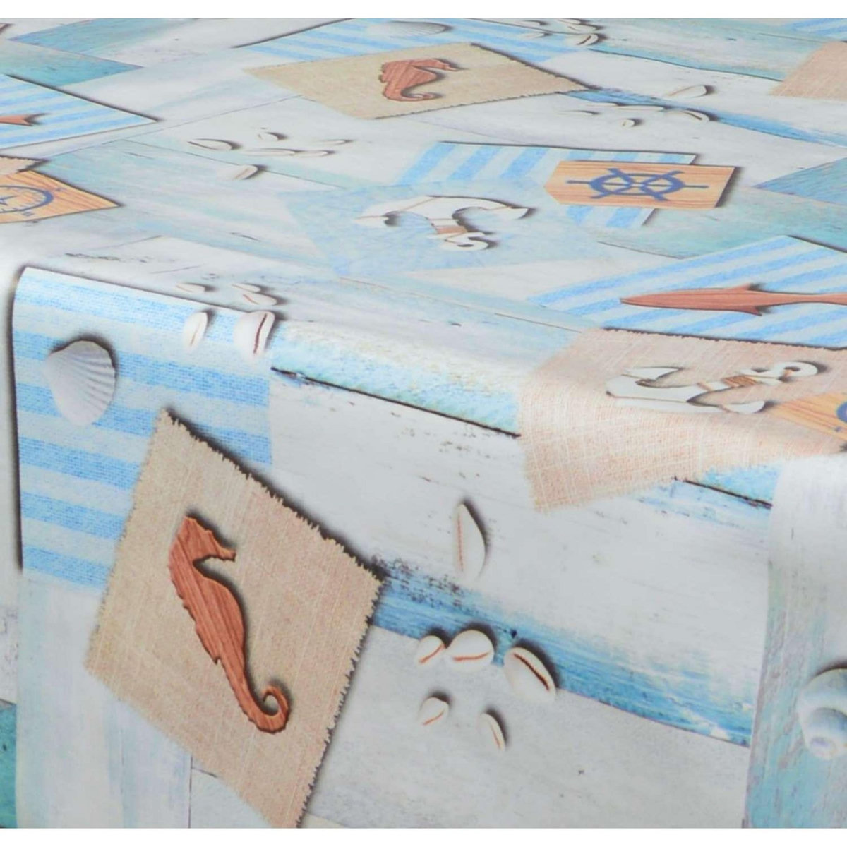 HABITABLE Nappe en toile cirée rectangulaire Hypo - 140 x 200 cm - Bleu