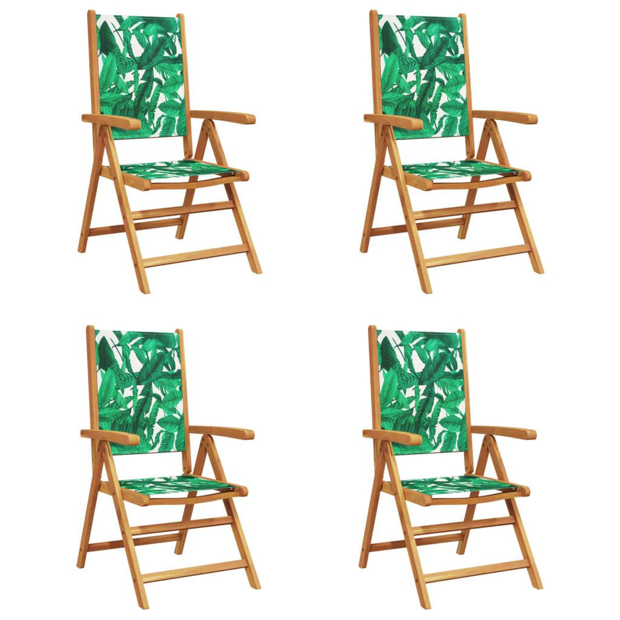Voir la diapositive 2 : VIDAXL Chaises inclinables de jardin lot de 4 vert tissu bois massif