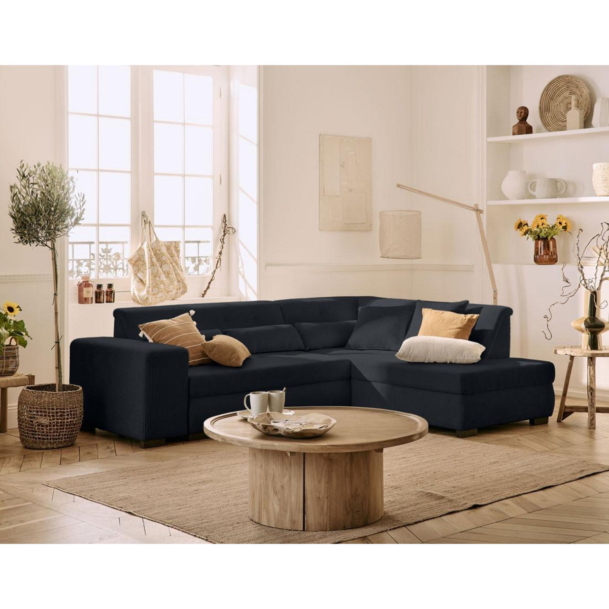 LISA DESIGN Vermont - canapé d'angle droit - 5 places - convertible - en velours côtelé