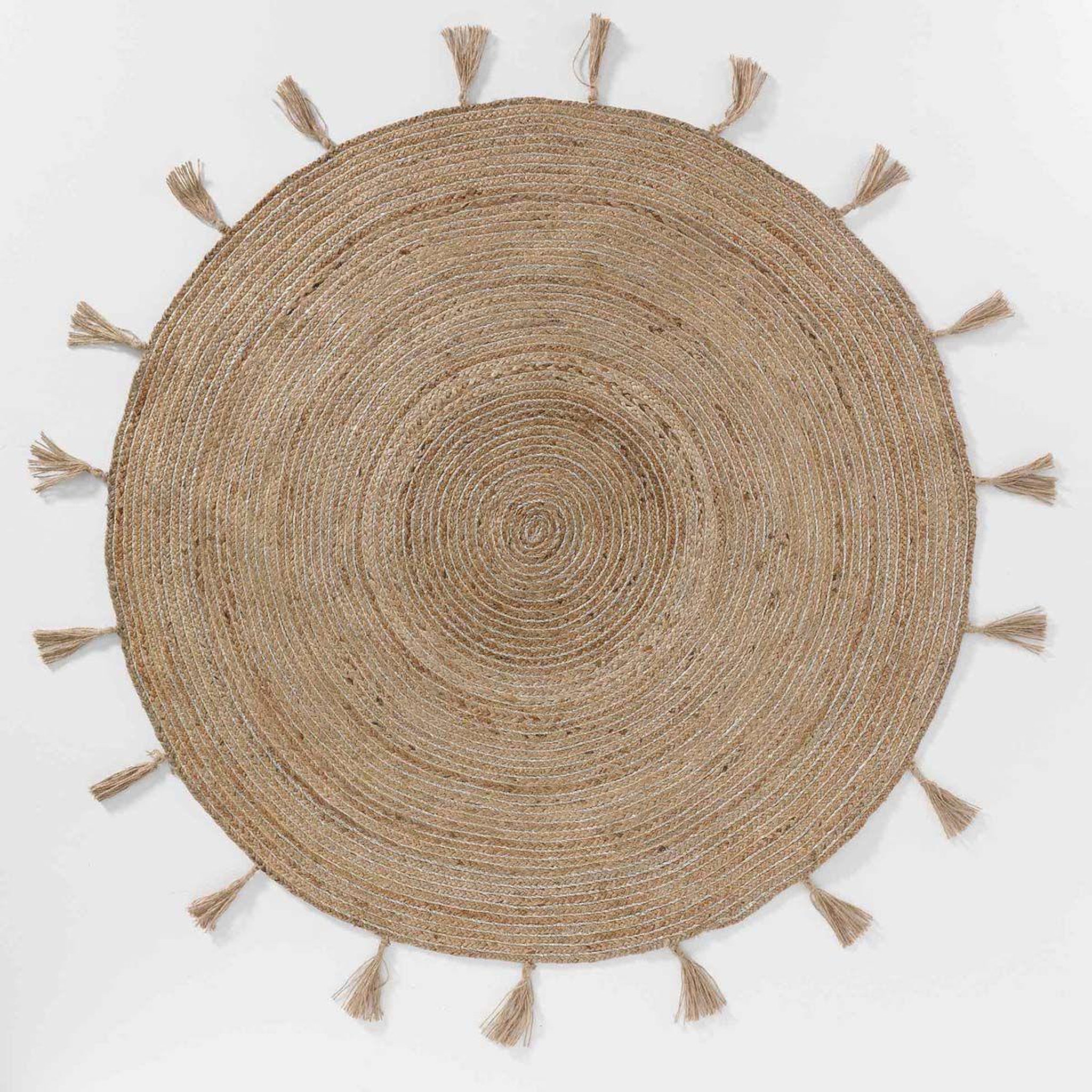 Voir la diapositive 2 : Douceur d'Intérieur Tapis à pompons en jute  sanda  120cm argent
