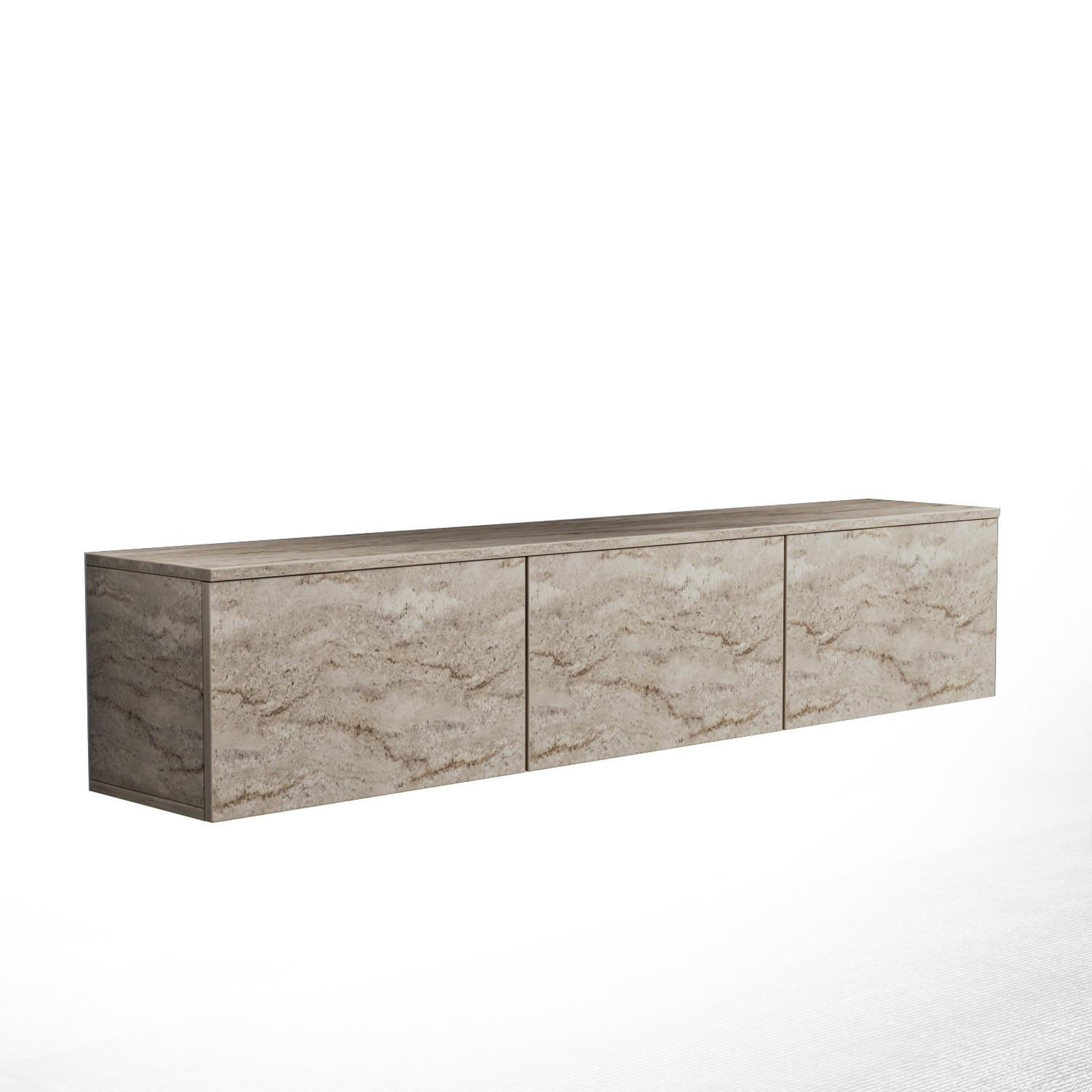 Habitat et Jardin Meuble tv suspendu en bois avec éclairage led  neon illuminated  - 160 x 32 x 35 cm - travertin