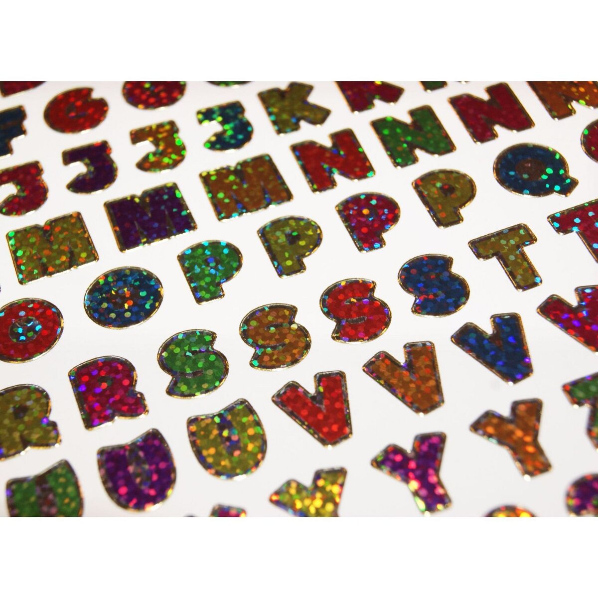  120 Autocollants - Alphabet & Chiffres - Multicolore - Holographique