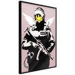 Paris Prix Affiche Murale Encadrée  Banksy Flying Copper. Coloris disponibles : Jaune, Noir