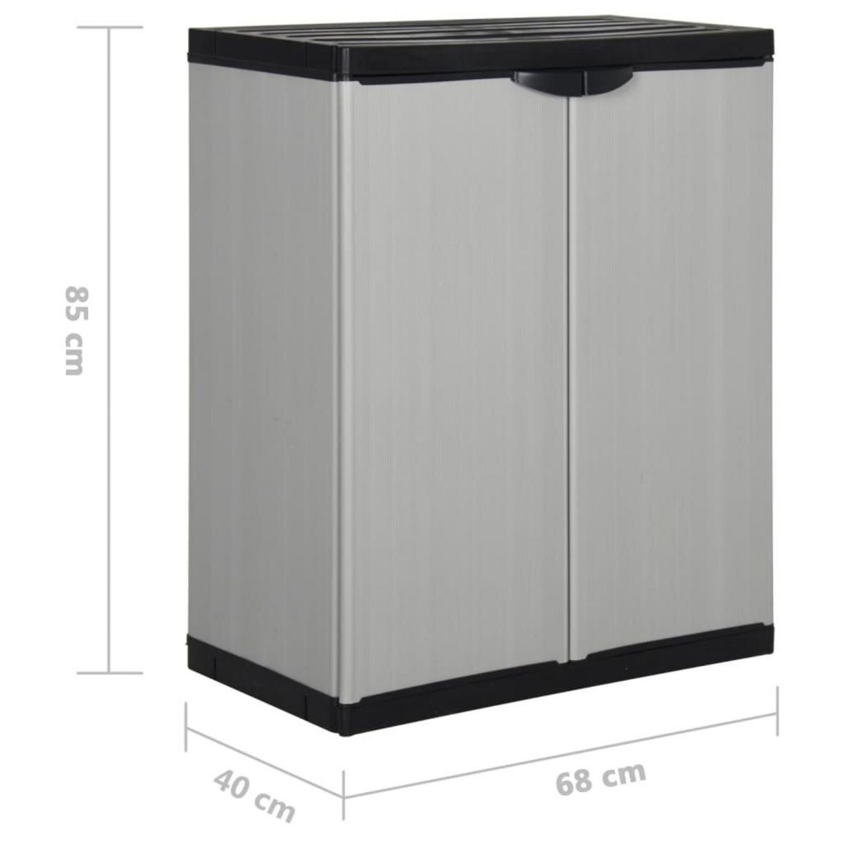 VIDAXL Armoire de rangement de jardin 1 etagere Gris/noir 68x40x85 cm