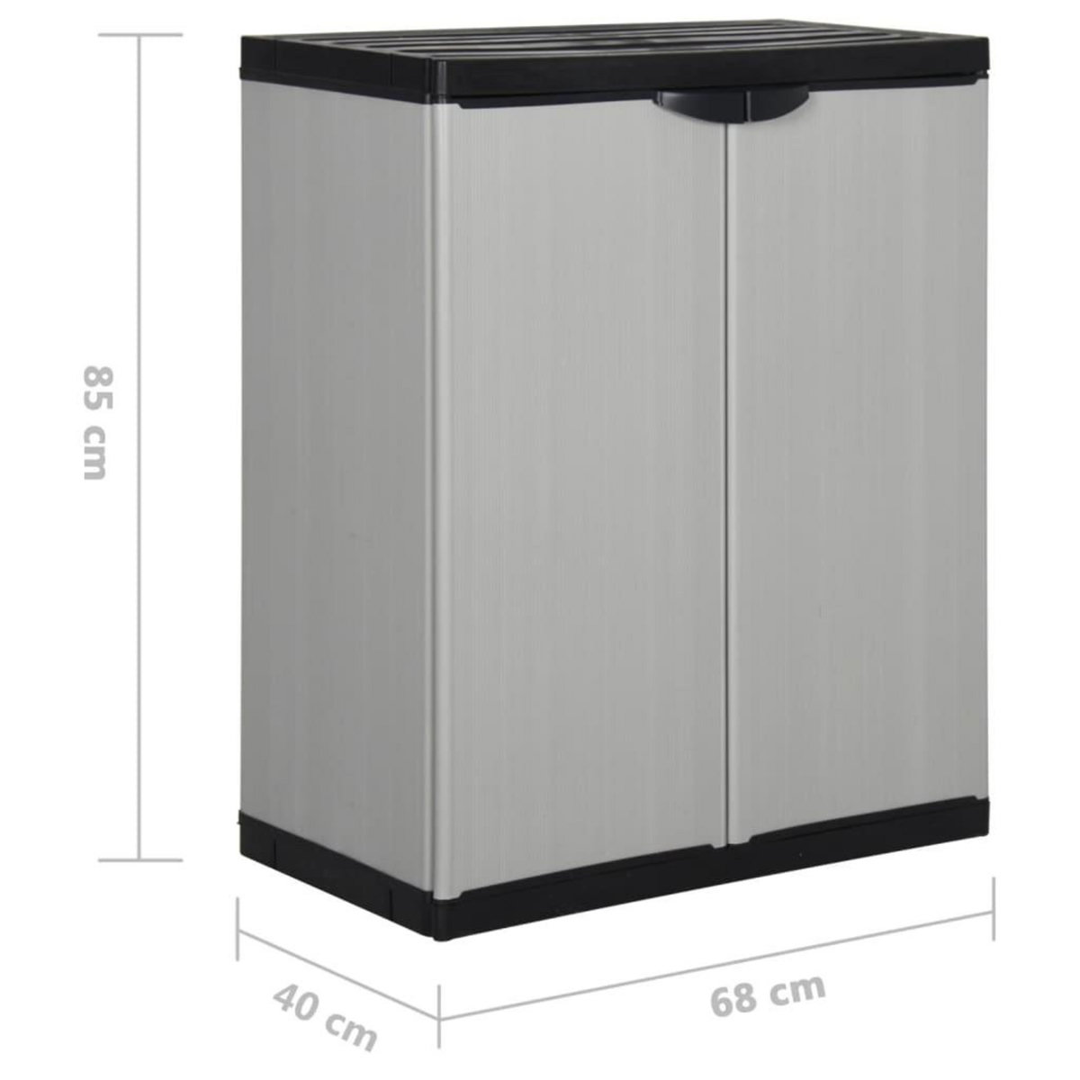 VIDAXL Armoire de rangement de jardin 1 etagere Gris/noir 68x40x85 cm