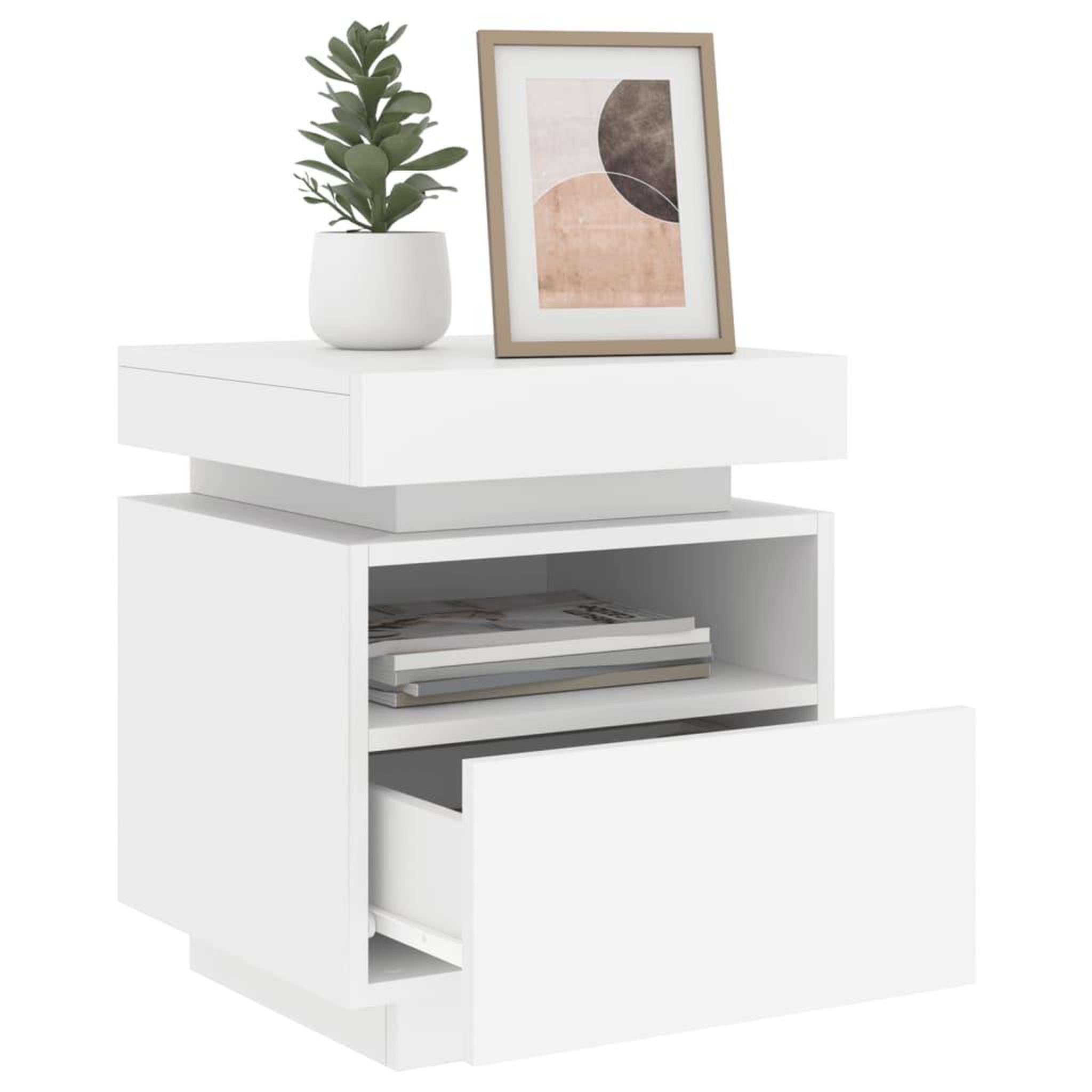 Voir la diapositive 4 : VIDAXL Armoires de chevet avec lumieres LED 2 pcs blanc 40x39x48,5 cm