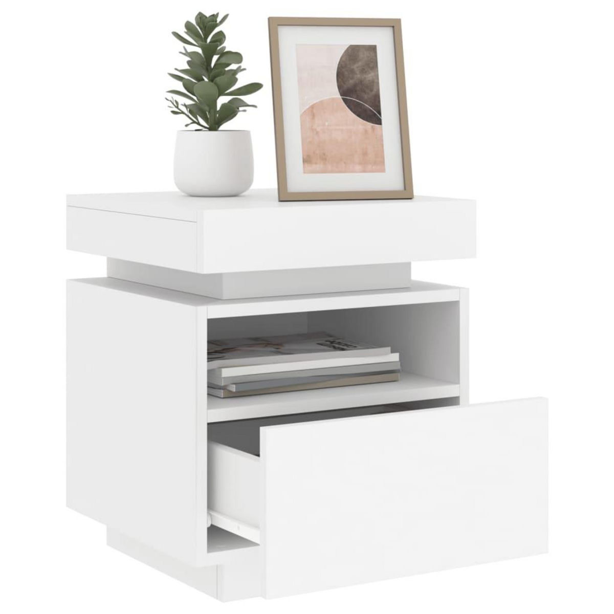 VIDAXL Armoires de chevet avec lumieres LED 2 pcs blanc 40x39x48,5 cm