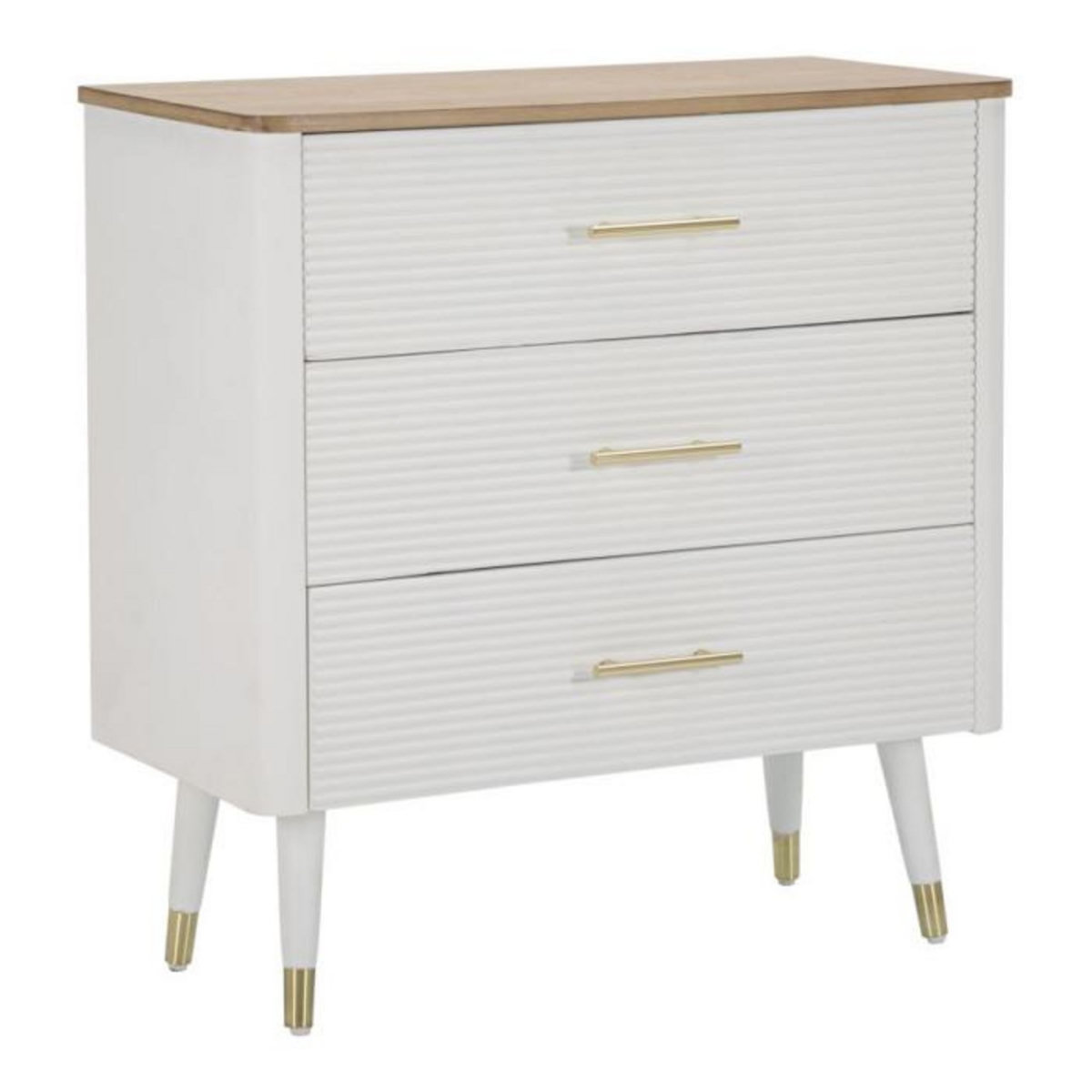 Paris Prix Commode 3 Tiroirs en Bois  Matera  80cm Blanc & Naturel