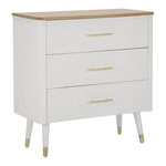 Paris Prix Commode 3 Tiroirs en Bois  Matera  80cm Blanc & Naturel