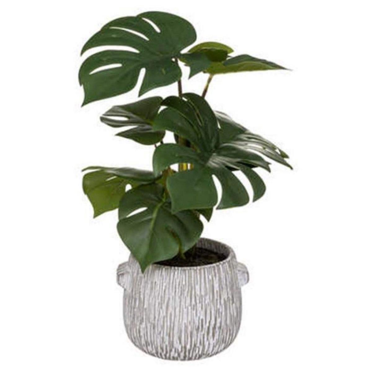 ATMOSPHERA Plante Artificielle en Pot  Monstera  35cm Vert & Gris