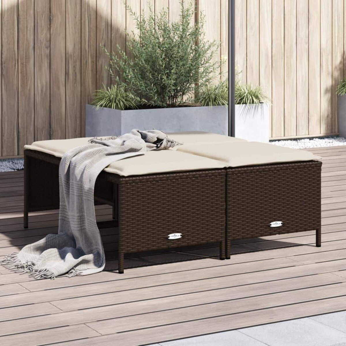 VIDAXL Tabourets de jardin avec coussins lot de 4 marron poly rotin