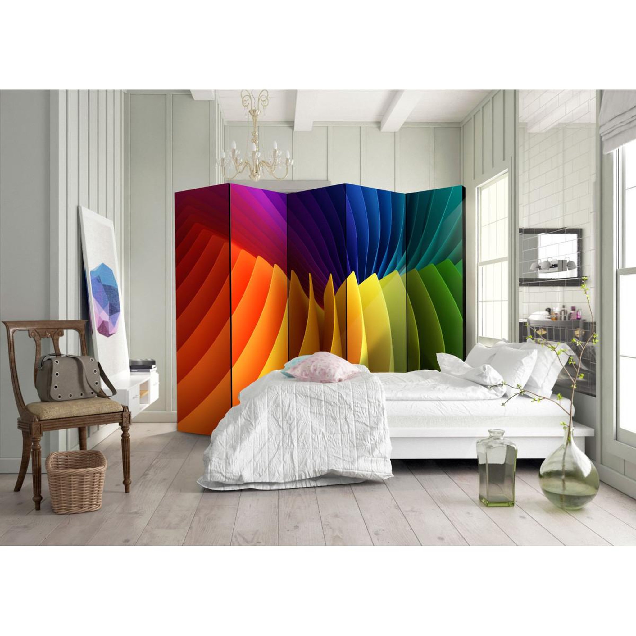 Voir la diapositive 2 : Paris Prix Paravent 5 volets  rainbow wave  172x225cm