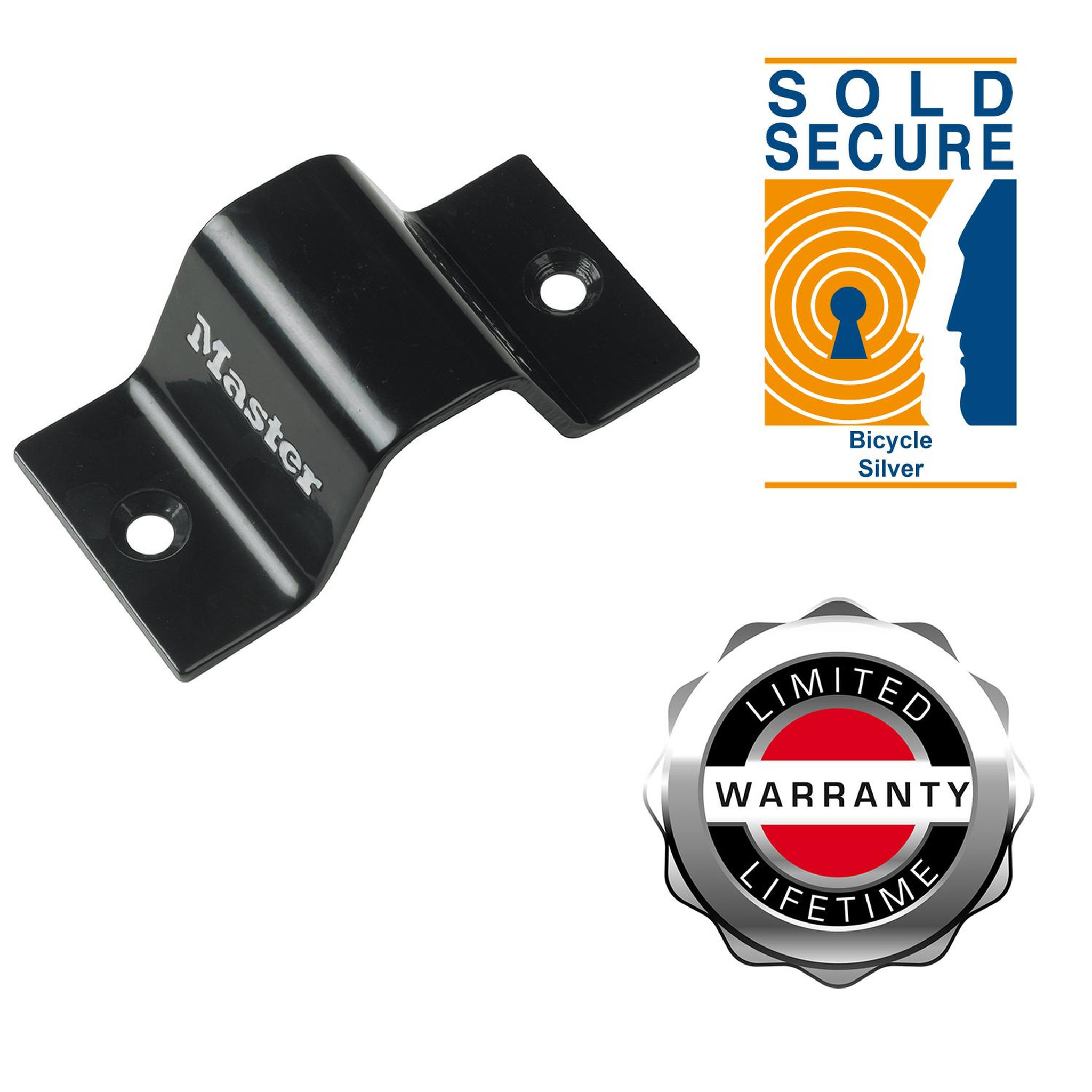 Master lock 1489EURDAT Point d'ancrage sol ou mural pour sécuriser vélo et autres équipements, noir, 16x8 cm