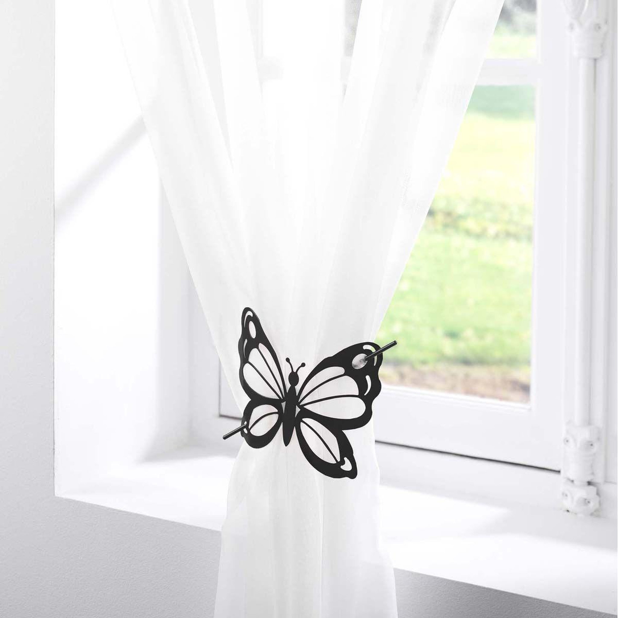 Voir la diapositive 3 : Douceur d'Intérieur Embrasse de rideau broche  farfalina  16cm noir