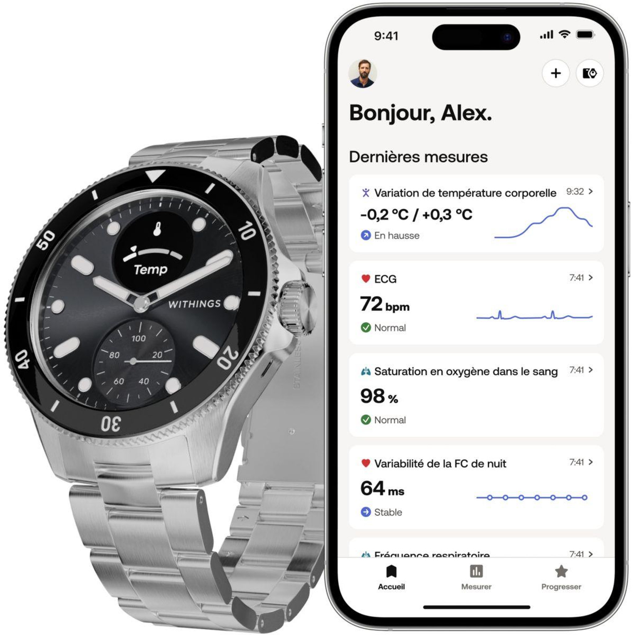 Voir la diapositive 4 : WITHINGS Montre santé Scanwatch Nova 42mm Noire
