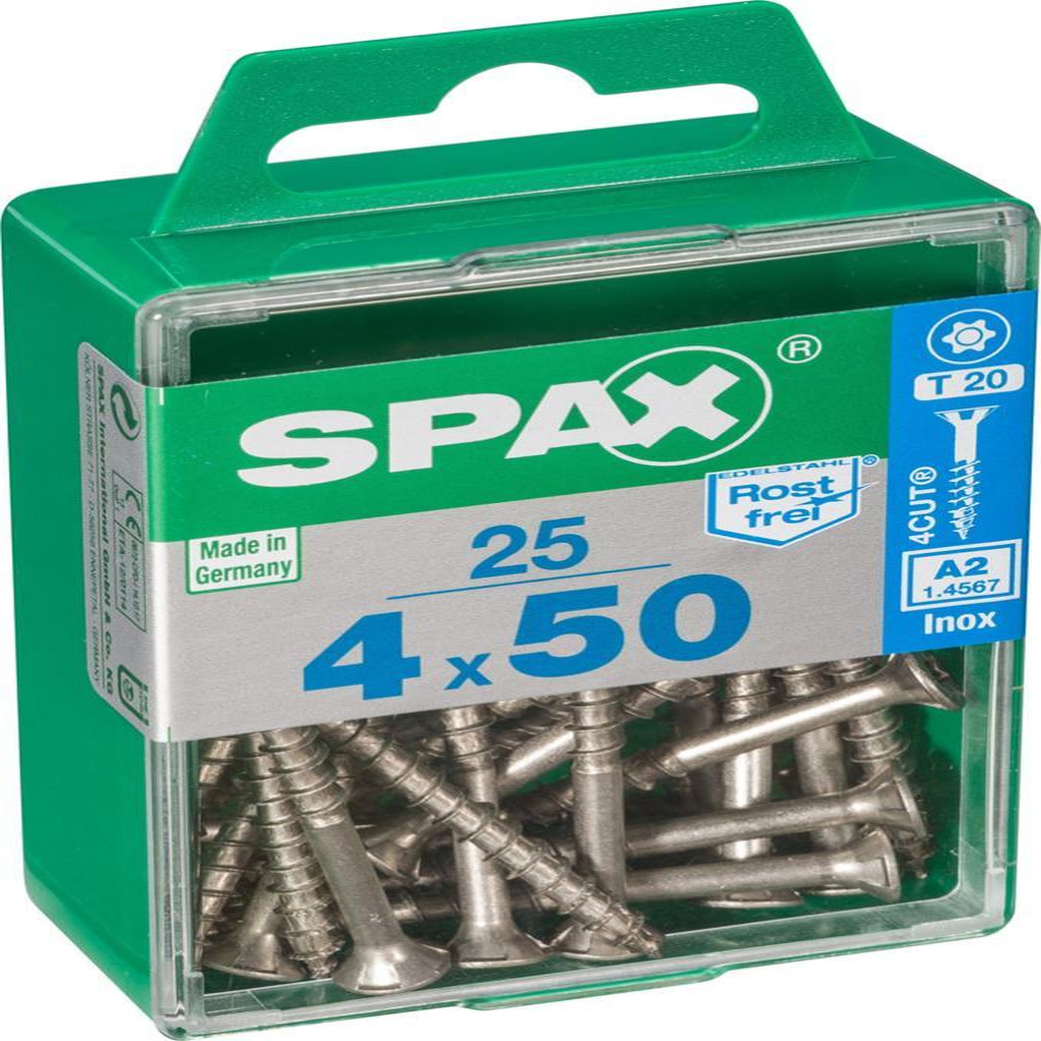 CENTRALE BRICO Lot de 25 vis inox tête fraisée torx SPAX, Diam.4 mm x L.50 mm