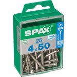 CENTRALE BRICO Lot de 25 vis inox tête fraisée torx SPAX, Diam.4 mm x L.50 mm