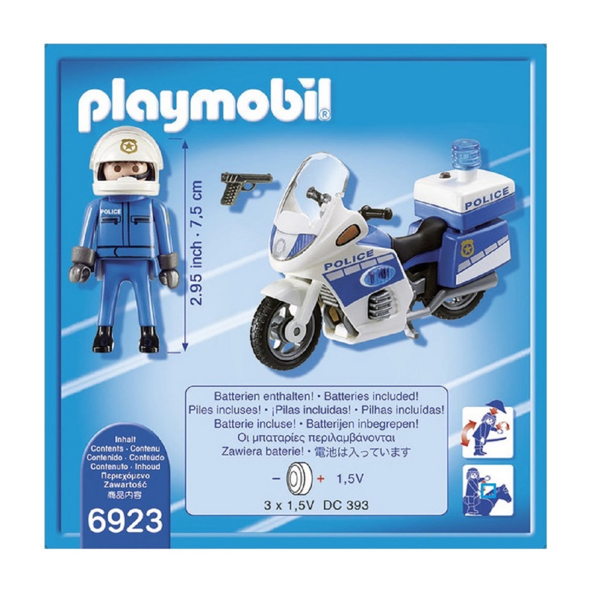 PLAYMOBIL 6923 - City Action - Moto de policier avec gyrophare 