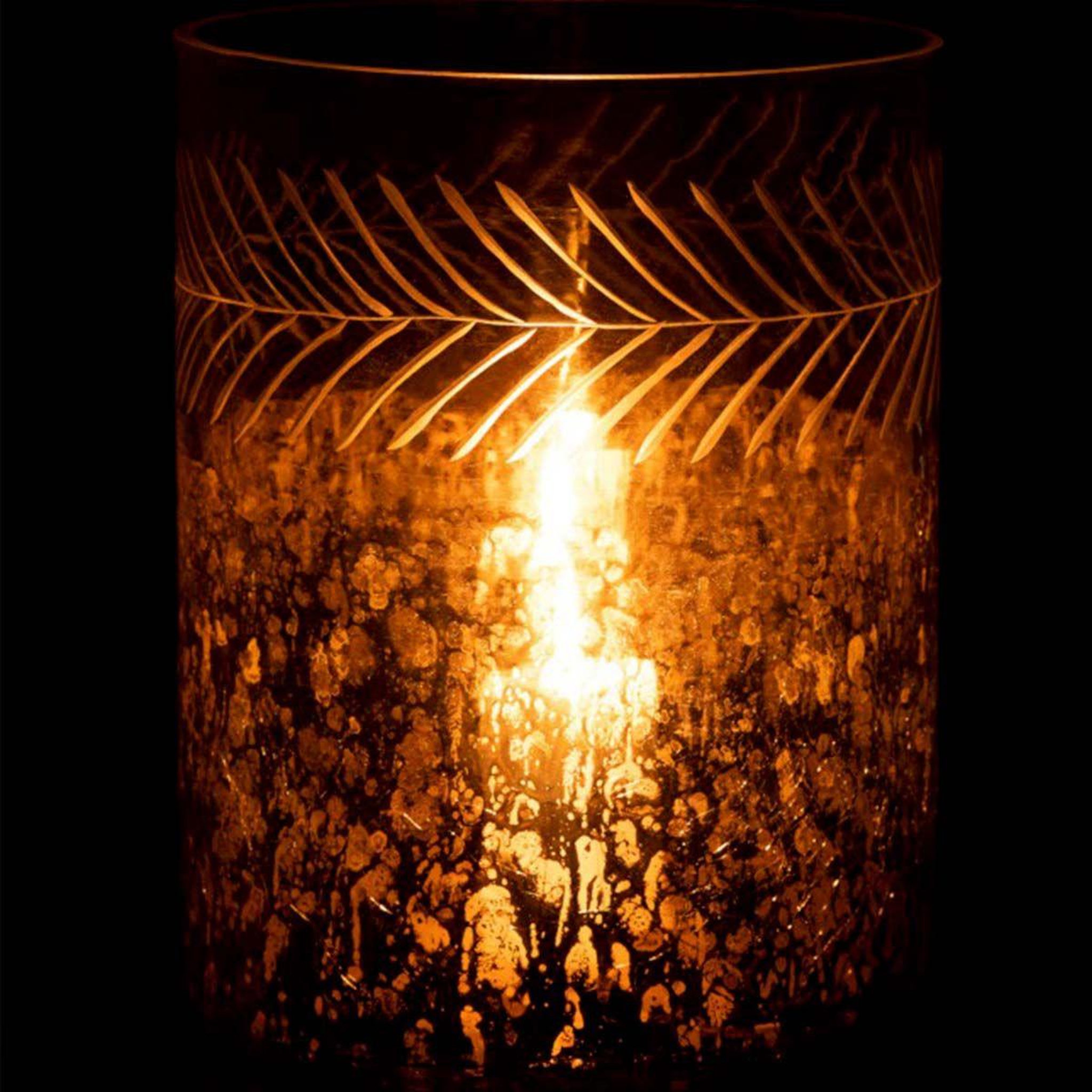 Voir la diapositive 3 : J-LINE Photophore en verre déco  craquelé  27cm argent
