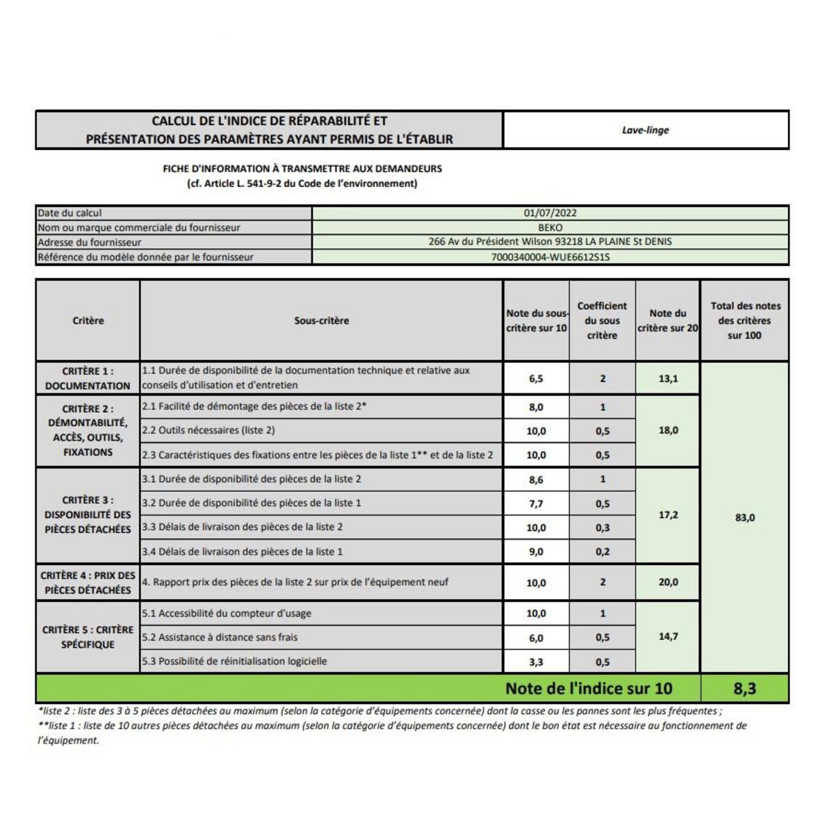 Beko Lave-linge hublot 6kg 1200 tours/min - WUE6612S1S