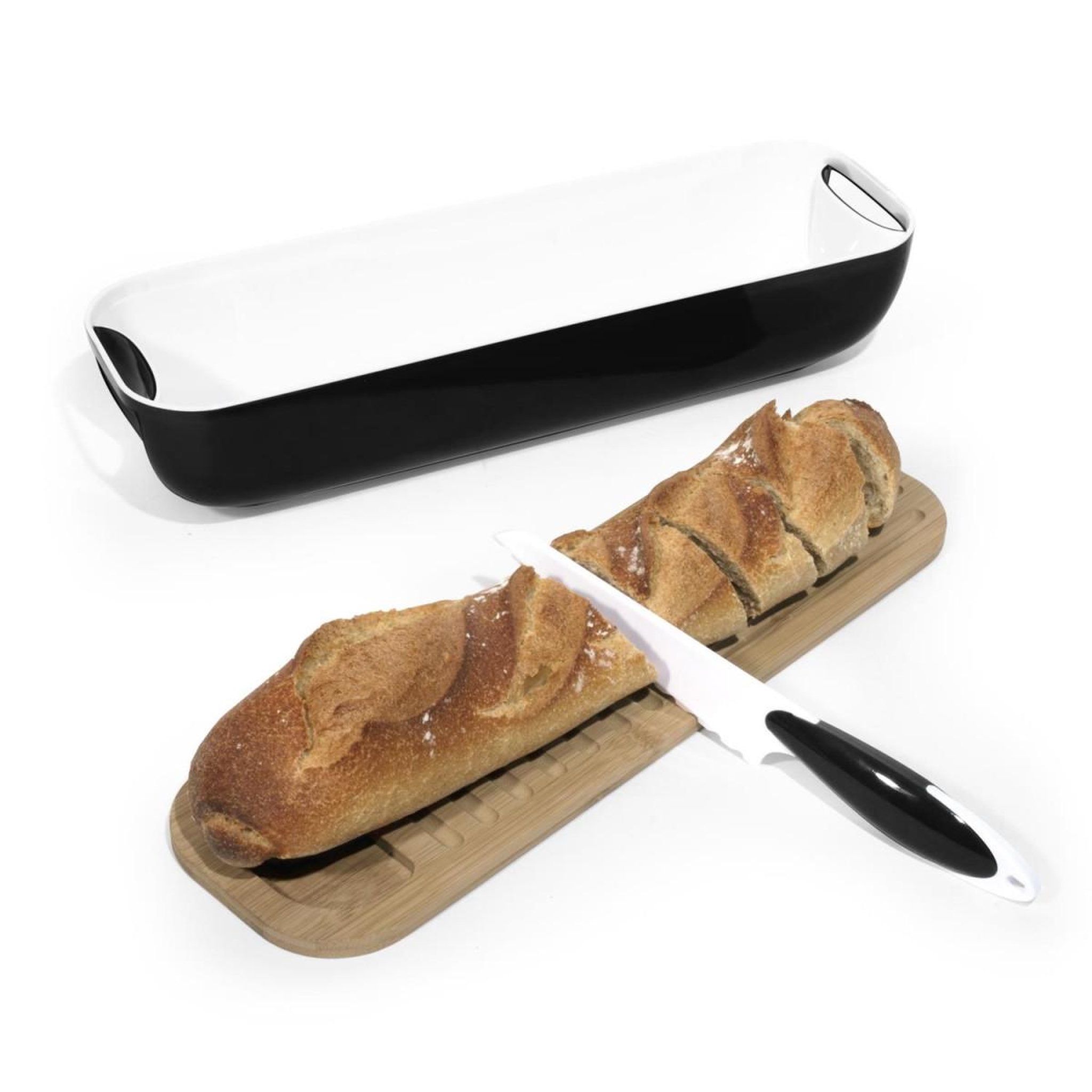 Voir la diapositive 2 : COOK CONCEPT Corbeille à pain & couteau  3 en 1  40cm noir