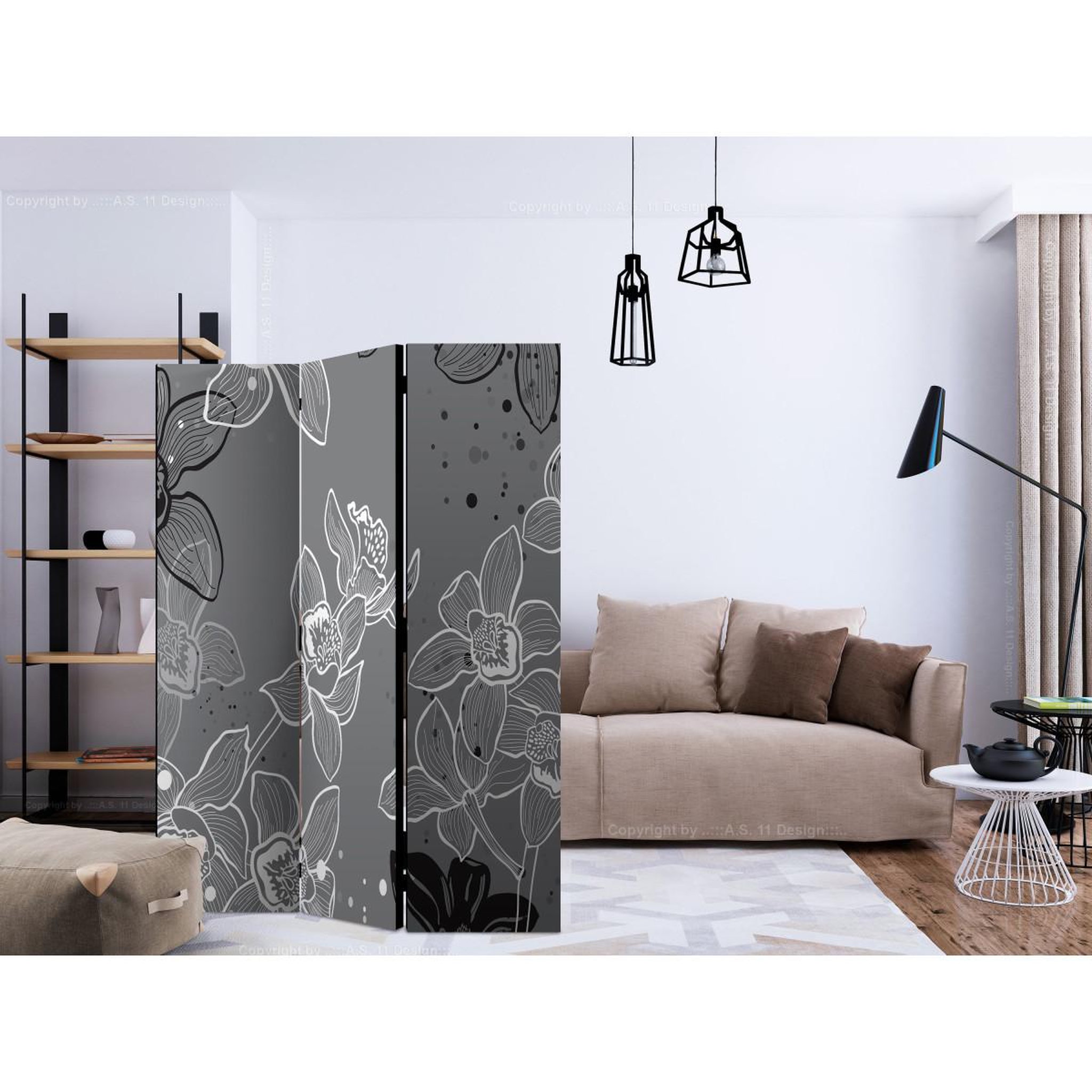 Voir la diapositive 2 : Paris Prix Paravent 3 volets  winter flora  135x172cm