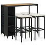 Voir la diapositive 1 : VIDAXL Ensemble de bar de jardin 5 pcs et coussins Resine tressee Noir