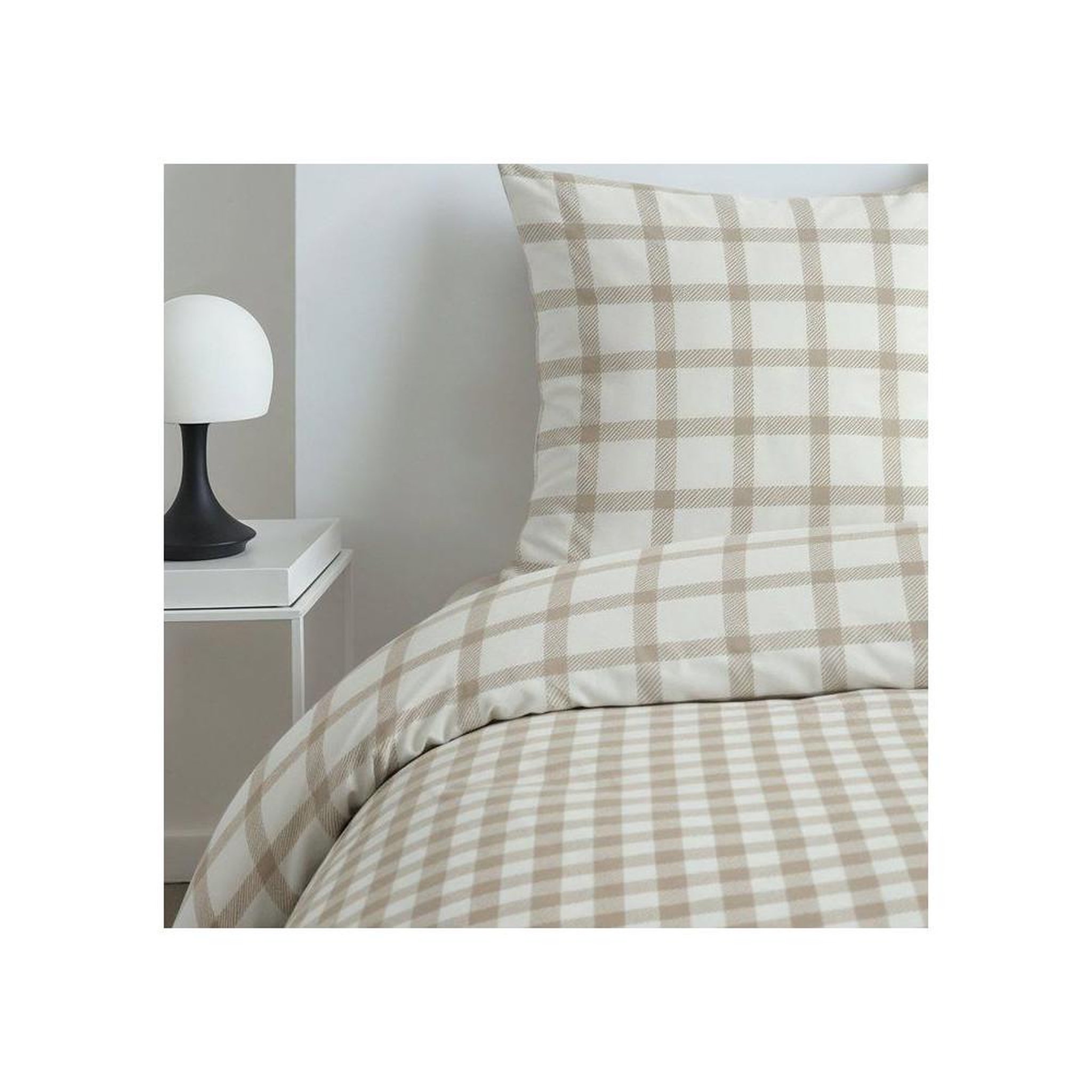 Voir la diapositive 2 : Today Parure de lit today sunshine housse de couette 220 x 240 cm 100 % coton beige clair réversible avec fermeture à boutons dissimulée et 2 taies 63 x 63 cm
