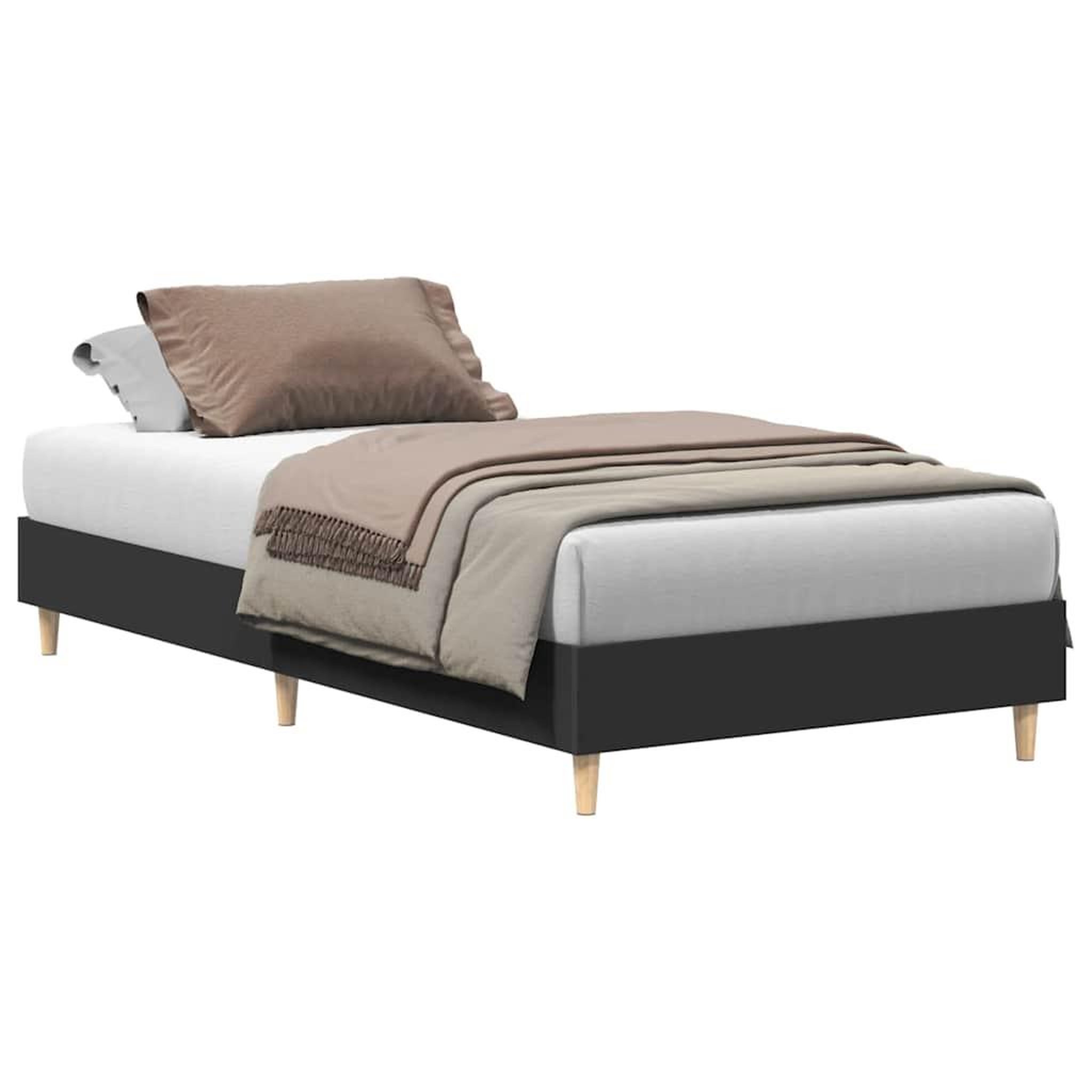 Voir la diapositive 2 : VIDAXL Cadre de lit sans matelas noir 75x190 cm bois ingenierie
