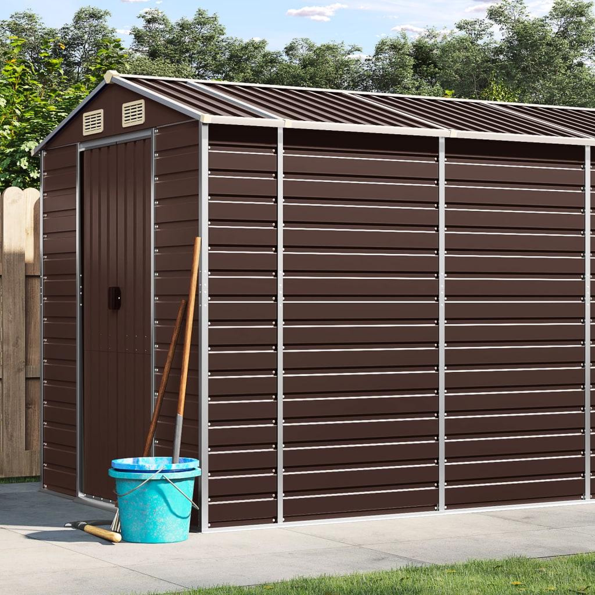 VIDAXL Abri de jardin marron 191x810x198 cm acier galvanise
