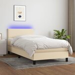 VIDAXL Sommier a lattes de lit avec matelas LED Creme 80x200cm Tissu