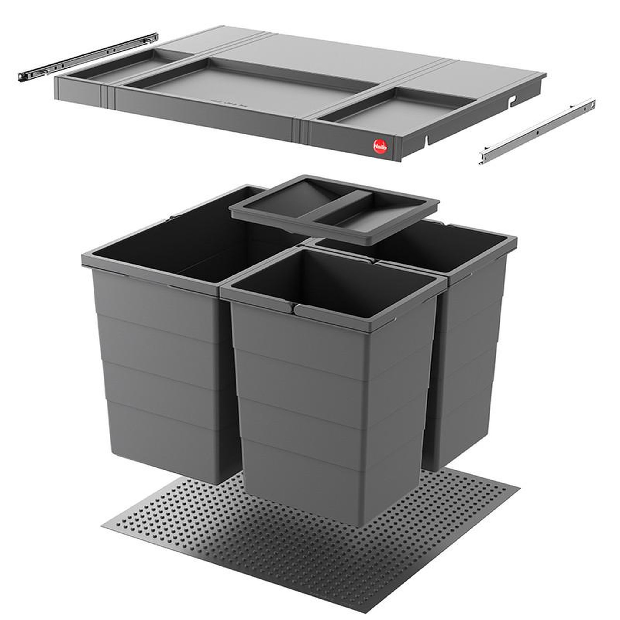 Voir la diapositive 2 : HAILO Poubelle de cuisine encastrable as allegro s350 28l + 2x13l hailo