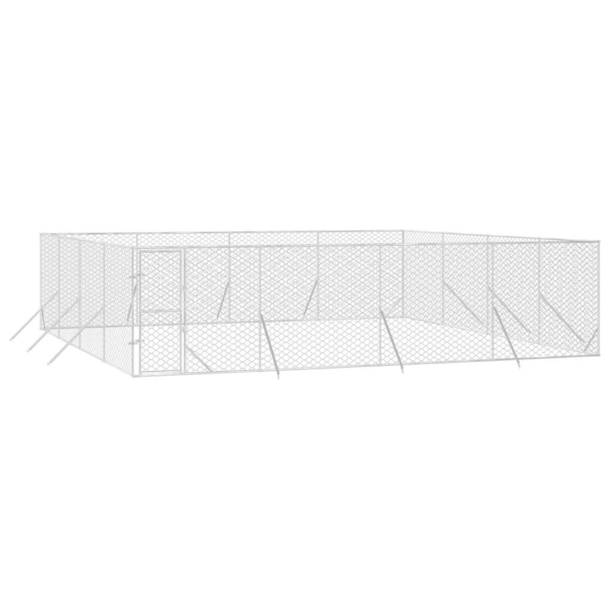 VIDAXL Chenil d'exterieur pour chiens argente 8x8x2 m acier galvanise