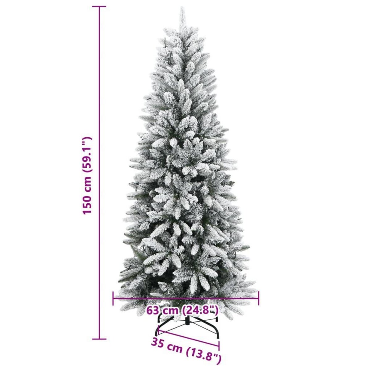 VIDAXL Sapin de Noël artificiel 150 LED et neige floquee 150 cm