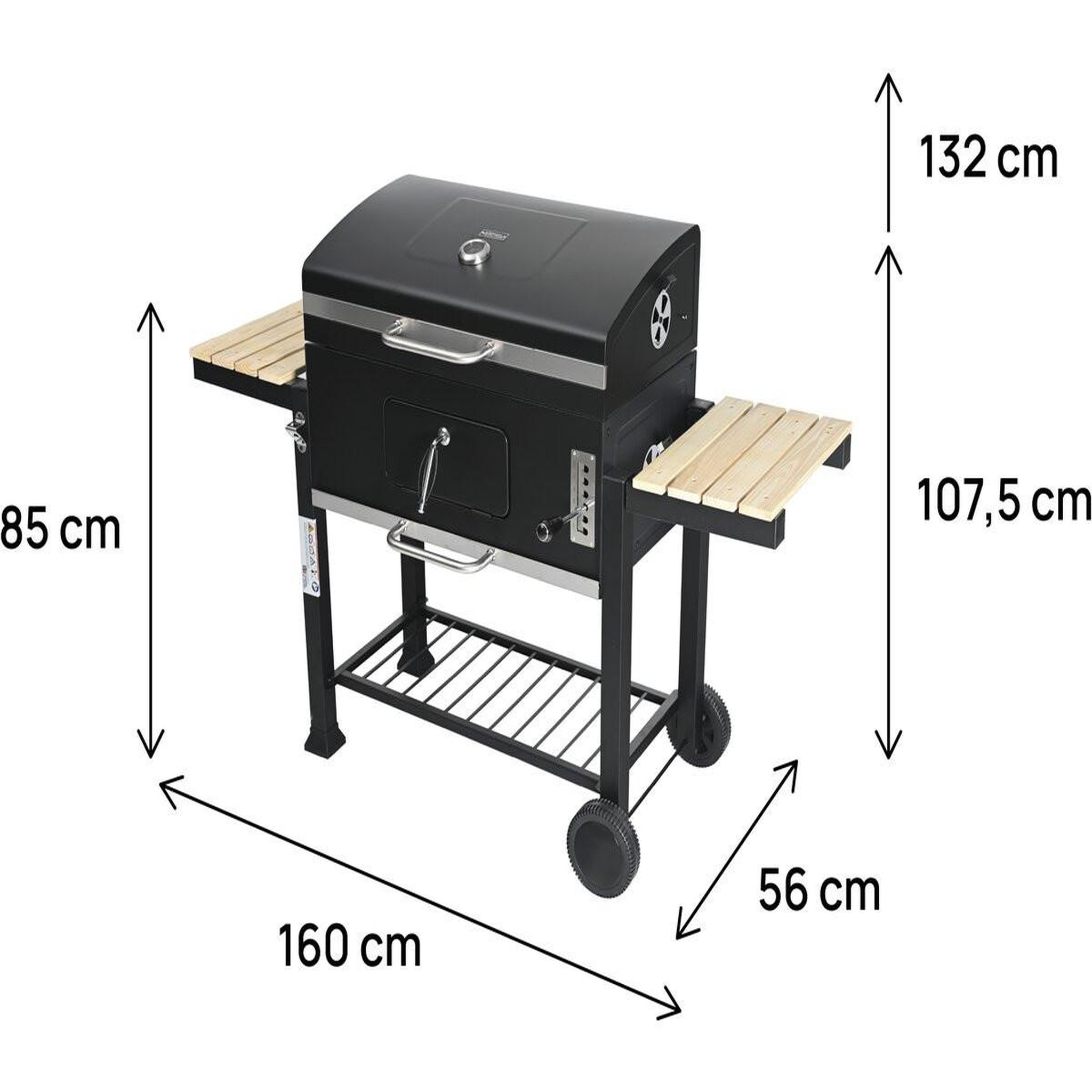 Voir la diapositive 3 : Habitat et Jardin Barbecue charbon avec tablettes latérales et grilles réglables  marquis  - noir