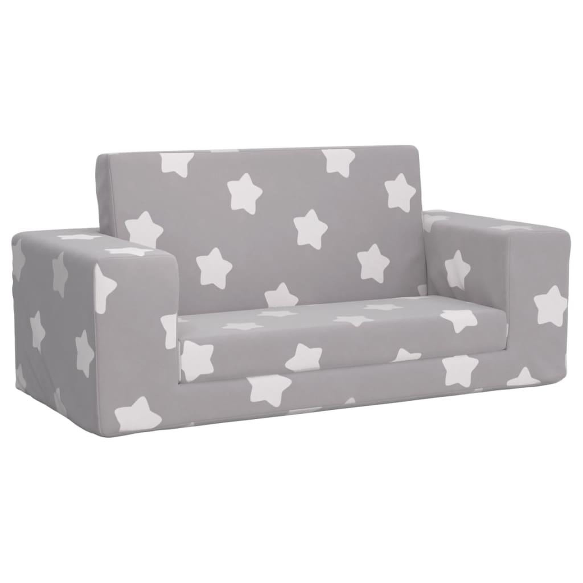 Voir la diapositive 2 : VIDAXL Canape-lit enfant 2 places gris clair etoiles peluche douce