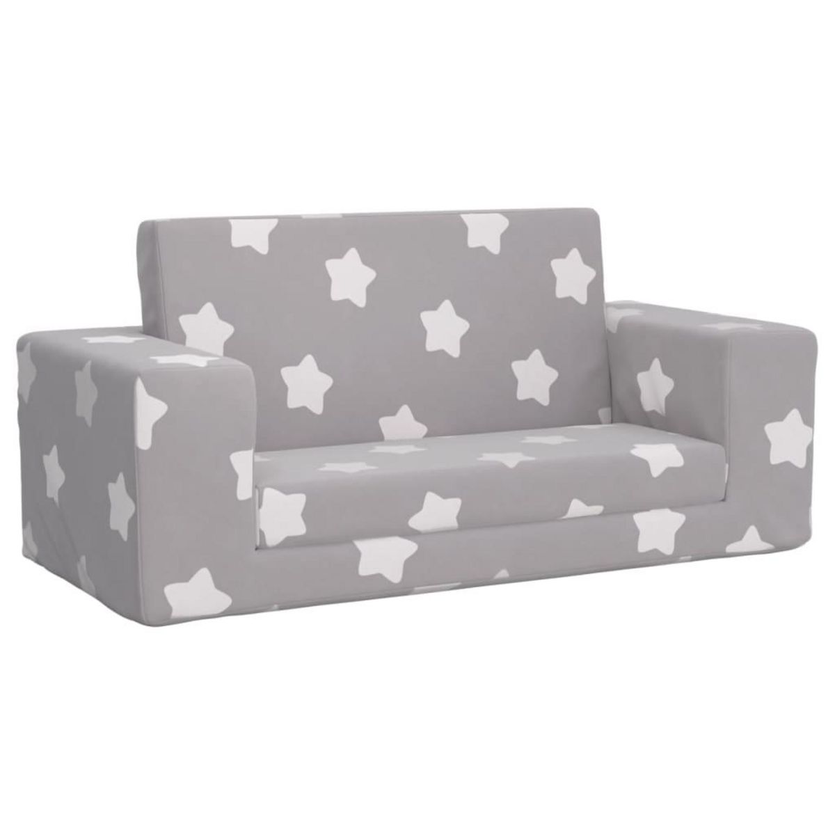 VIDAXL Canape-lit enfant 2 places gris clair etoiles peluche douce