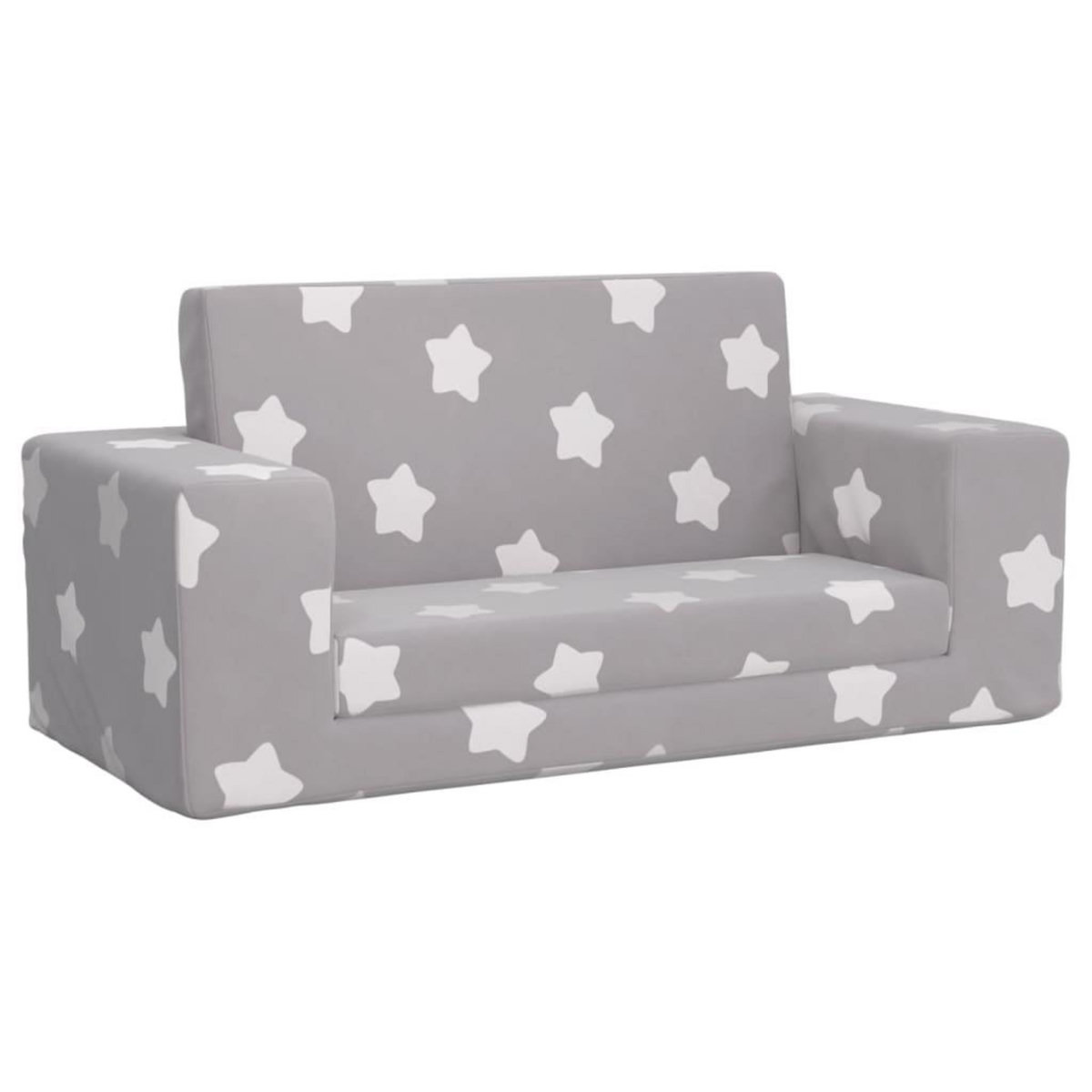 VIDAXL Canape-lit enfant 2 places gris clair etoiles peluche douce