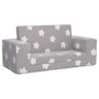 Voir la diapositive 2 : VIDAXL Canape-lit enfant 2 places gris clair etoiles peluche douce