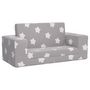 Voir la diapositive 2 : VIDAXL Canape-lit enfant 2 places gris clair etoiles peluche douce