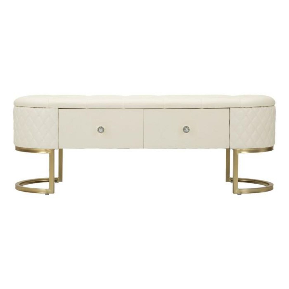 Paris Prix Banc Avec 2 Tiroirs  Sharon  120cm Blanc & Or