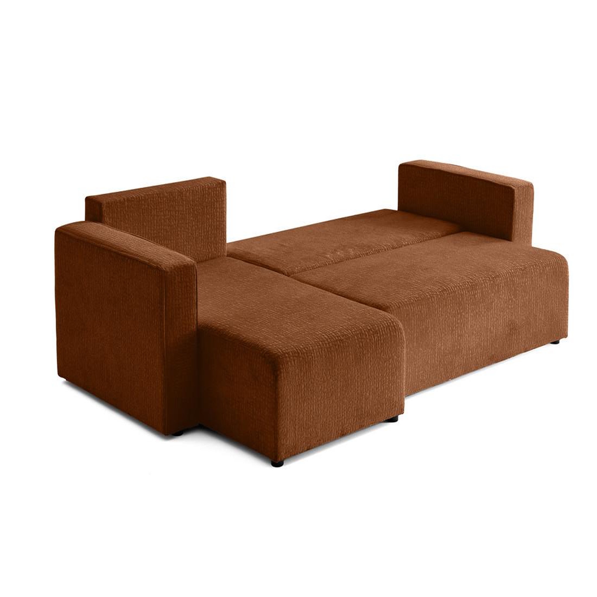 Voir la diapositive 4 : BEST MOBILIER Topaze - canapé d'angle réversible - 4 places - convertible avec coffre - en tissu velours relief