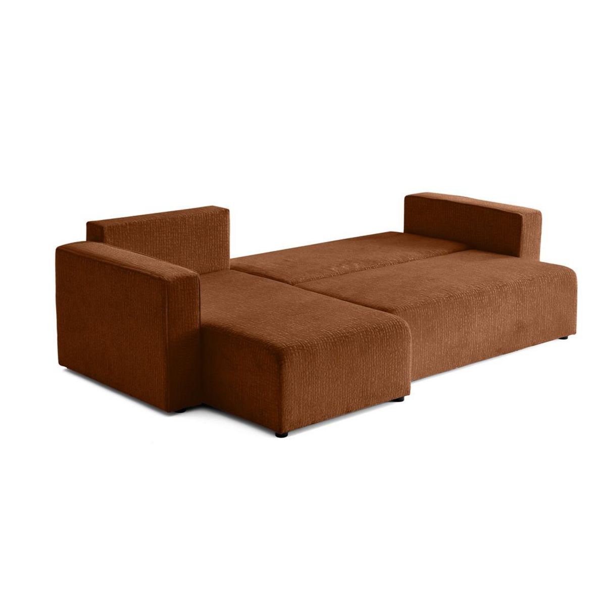 BEST MOBILIER Topaze - canapé d'angle réversible - 4 places - convertible avec coffre - en tissu velours relief