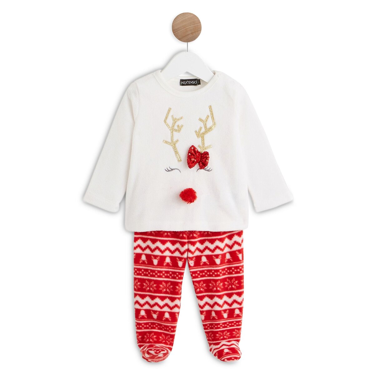 Surpyjama de Noël en sherpa bébé fille pas cher - - Extradingue