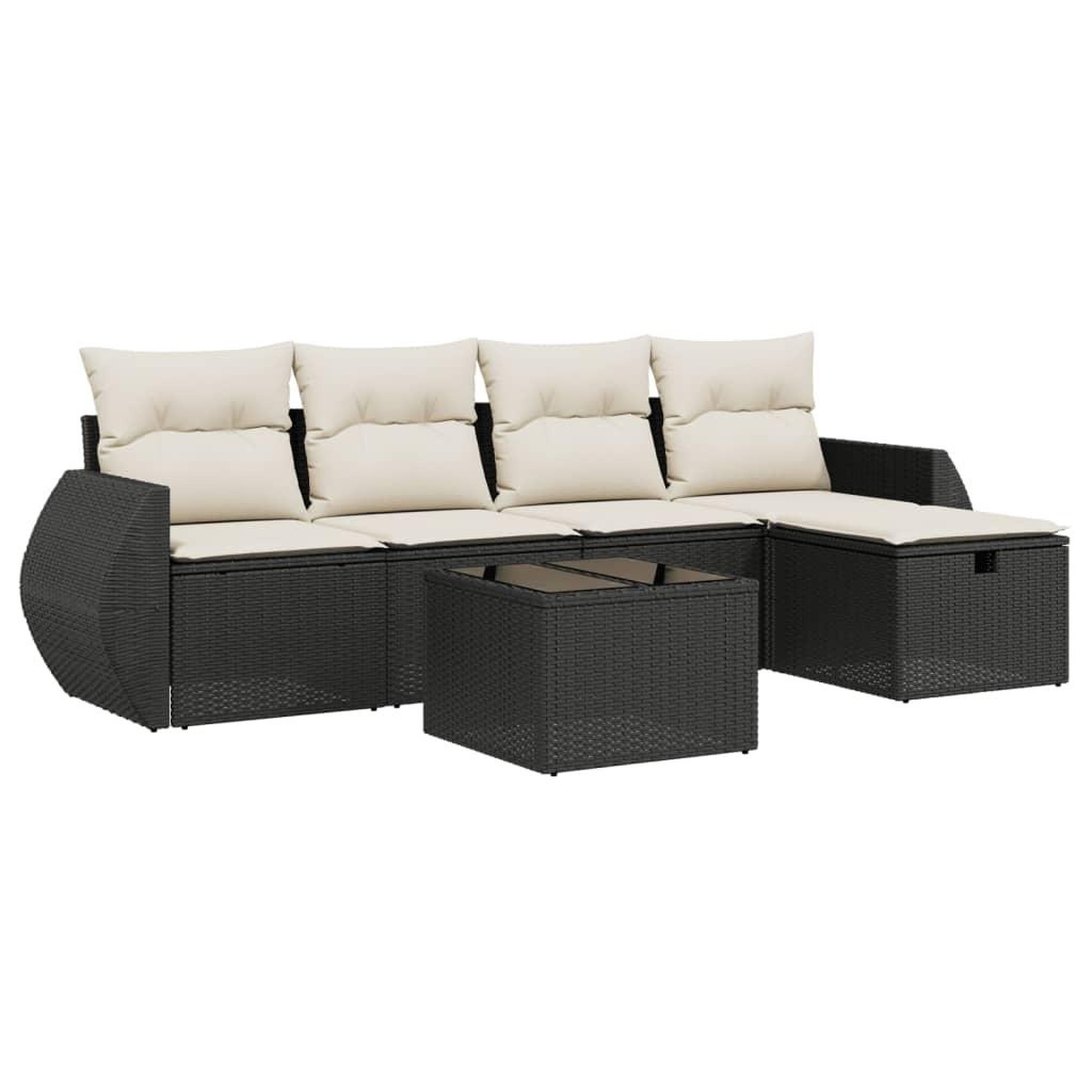 Voir la diapositive 2 : VIDAXL Salon de jardin 6 pcs avec coussins noir resine tressee