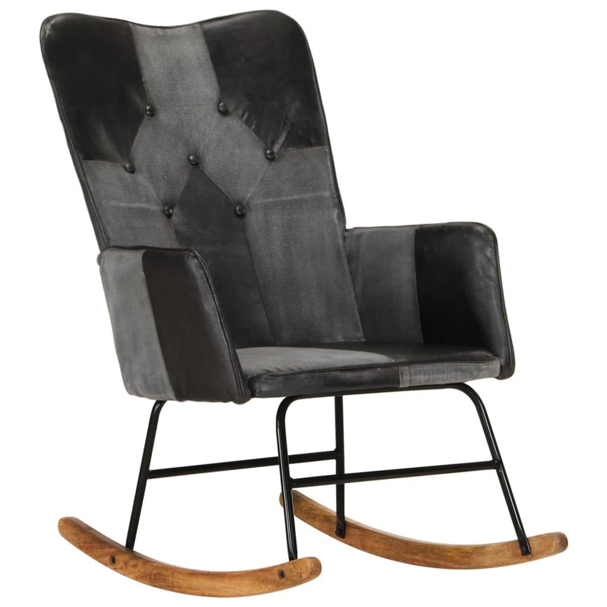 Voir la diapositive 1 : VIDAXL Chaise a bascule Noir Cuir veritable et toile